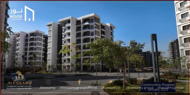 شقه للبيع بتسهيلات علي13سنوات بمدينه نور 209متر في الB1